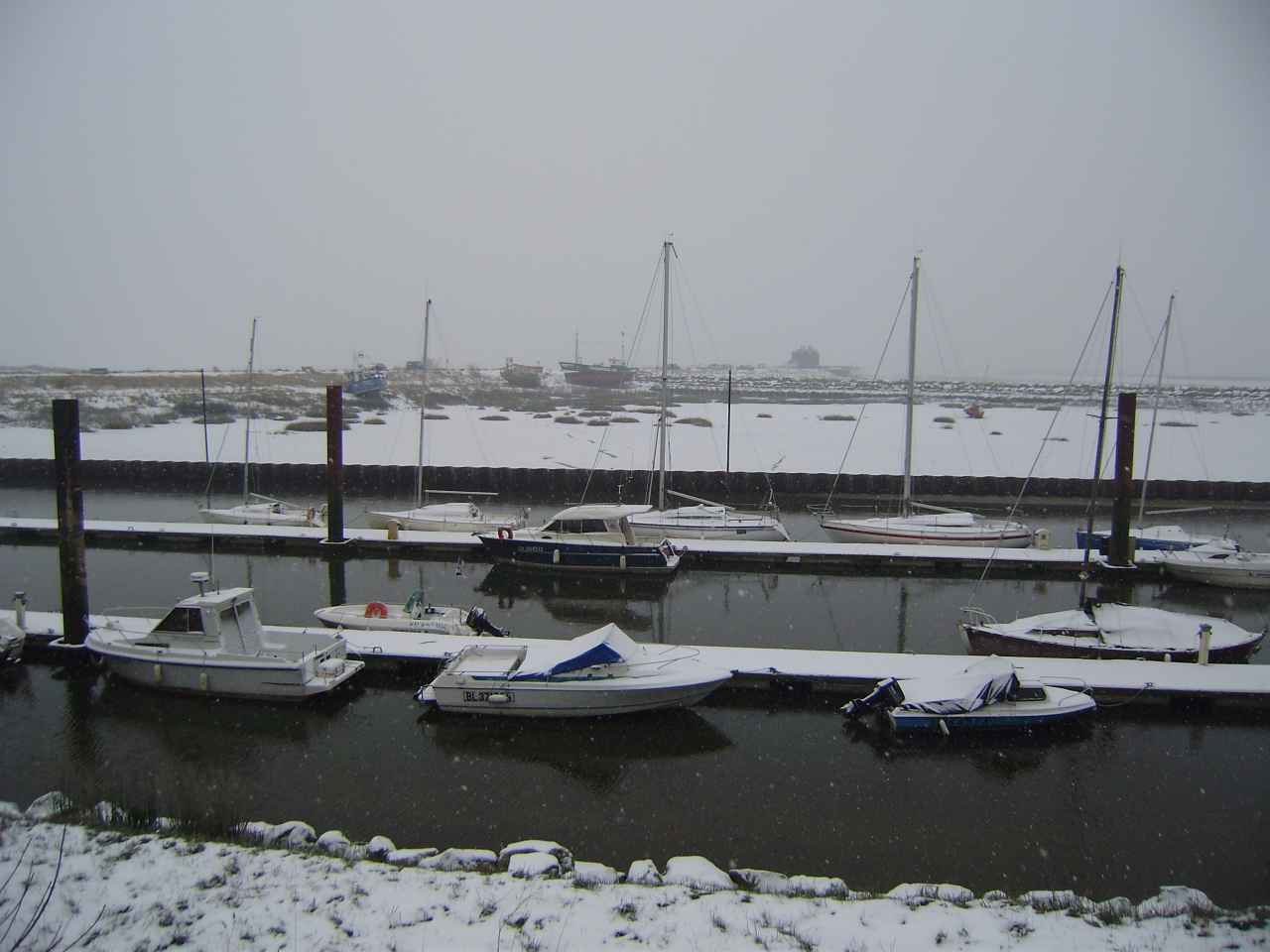 Le port du Crotoy enneigé janvier 2013